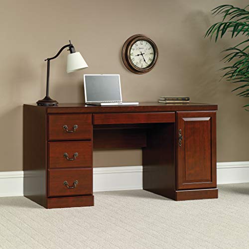 Sauder Heritage Hill Computer Credenza, L: 59.25" x W: 20.47" x H: 30.24", Classic Cherry Sauder