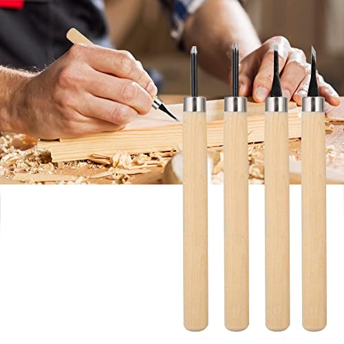 Wood Carving Tool, 4pcs Rubber Stamp Carving Knife Manual Sharpener for DIY Art Craft Carpentry Beginners Amateur (Number Two) HEEPDD