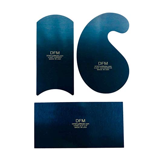 DFM Tool Works Premium Made In The USA Blue Curved Cabinet Card Scrapers - Woodworking Tools for Precision Woodworking and Fine Finishes, Ideal Wood DFM Tool Works