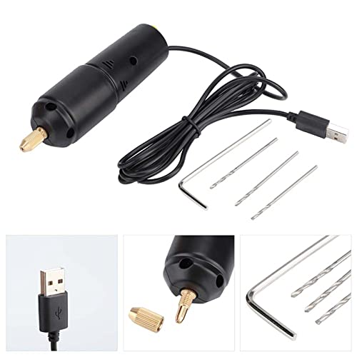 Mini Electric Hand Drill, DC 5V Portable Mini Electric Hand Drill Tool Small Electric Drills Handheld Micro USB Drill with 3pc Bits, 0.7-1.3mm Collet Estink