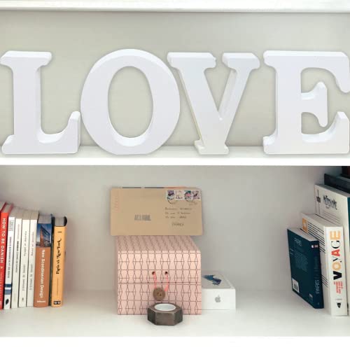 AOCEAN 8 Inch White Wood Letters, Unfinished Wooden Letters for Wall Decor Decorative Standing Letters Slices Sign Board Decoration for Craft Home AOCEAN