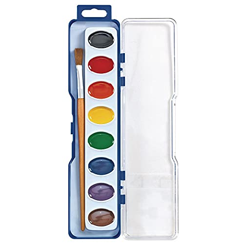 Colorations Best Value Watercolor Paint Set - 8 Vibrant Colors in Plastic Case with Brush, 1 Count (Pack of 1) Colorations