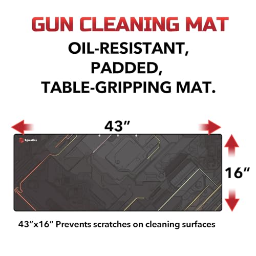 Sgreatiny 43"x 16" Large Gun Cleaning Mat,Work mat,Double Thickness Anti Slip Pads,Table-gripping Gunsmith Mat,Protective Workbench Sgreatiny