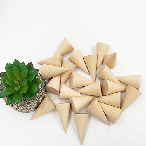 Jingyi E-commerce 15 Pcs Small Natural Wood Cone Ring Holders Ring Display Stands Organizer Holders Jingyi E-commerce
