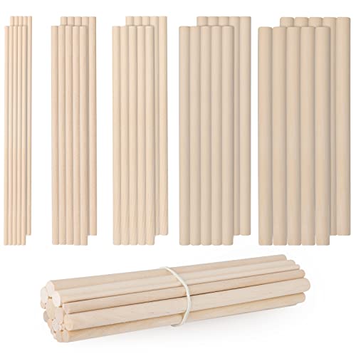 100 Pieces Wood Dowels Assorted Sizes Dowel Rods for Crafting Wood Sticks  1/8, 3