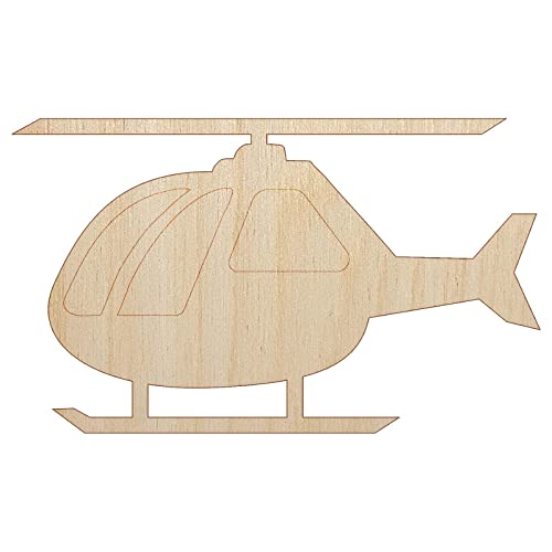 Helicopter Aircraft Chopper Unfinished Wood Shape Piece Cutout for DIY Craft Projects - 1/8 Inch Thick - 6.25 Inch Size Sniggle Sloth