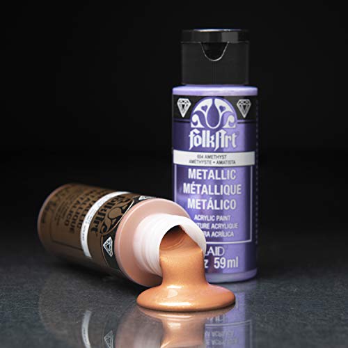 FolkArt Metallic Acrylic Craft Paint Set Formulated to be Non-Toxic that is Perfect for Beginners and Artists, 8 Count, 2 oz, 16 Fl Oz FolkArt