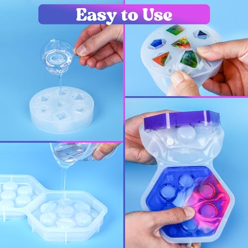 KISREL Dice and Dice Box Resin Molds Silicone, DND Dice and Dice Organizer Epoxy Resin Molds with 7 Standard Stereoscopic Dice Cavities, Silicone KISREL