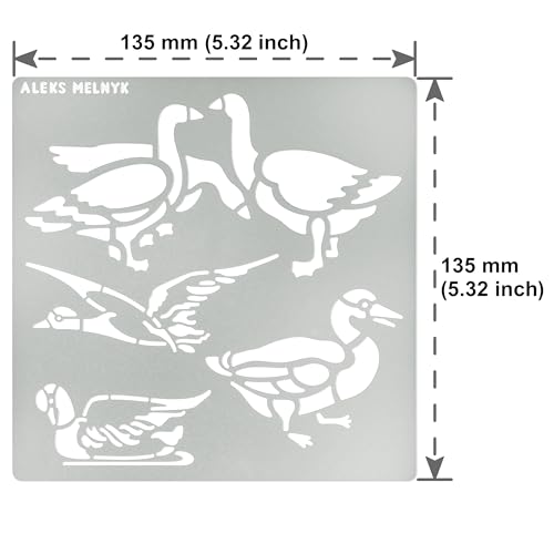 Aleks Melnyk No.477 Metal Stencil, Geese, Ducks, Poultry Farm, Birds, Animals, Canada Goose. Small Stencil, 1 PC, Template for Wood Burning, Aleks Melnyk