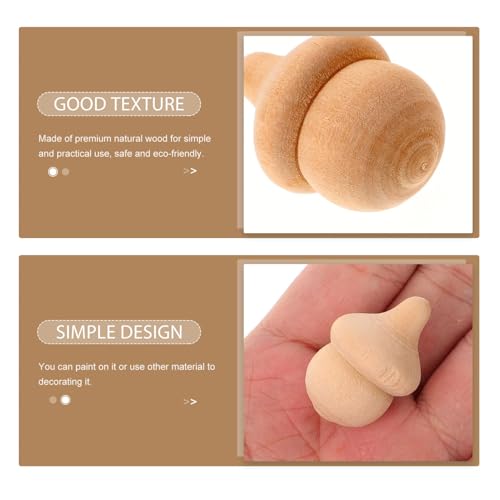 Amosfun 20 Pcs DIY Wooden Christmas Peg Dolls Unfinished Wooden Peg Doll for Arts and Crafts Living Room Office Home Ornament (Acorns) Amosfun