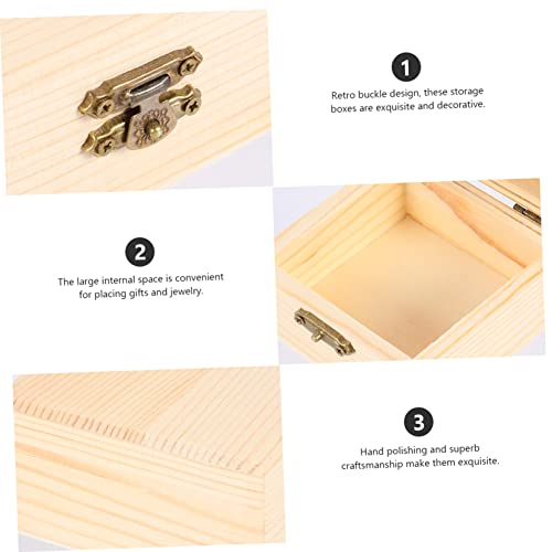 VOSAREA 8 pcs Packaging storage wooden box jewelry storage organizer wooden treasure chest wooden decor woodsy decor rustic wooden case wood ring VOSAREA