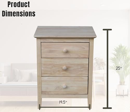 International Concepts Nightstand with 3 Drawers, Standard IC International Concepts