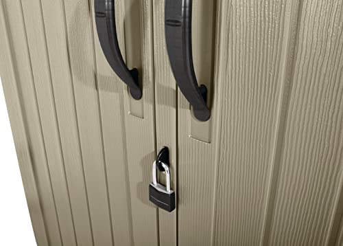 Rubbermaid Outdoor Small Vertical Resin Storage Shed, 5x2 Feet, Brown, Weather Resistant Utility Shed with Lock for Storage for Lawn Rubbermaid