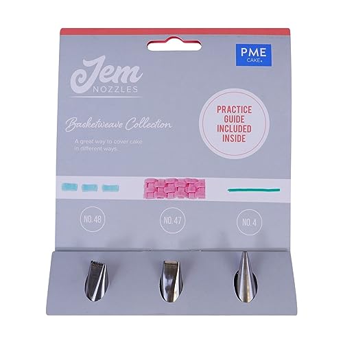 PME Jem Nozzles Set of 3 – Basket Weave Collection, Standard, Silver PME