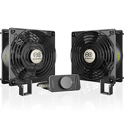 AC Infinity AXIAL S1238D, Dual 120mm Muffin Fan with Speed Controller, UL-Certified for Doorway, Room to Room, Wood Stove, Fireplace, Circulation AC Infinity