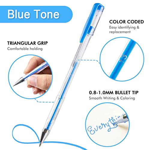 Shuttle Art 60 Pack Blue Tone Gel Pens, 30 Blue Tone Gel Pens with 30 Refills for Adults Coloring Books Journaling Drawing Nature, Landscapes, Shuttle Art