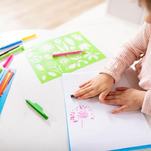 Melissa & Doug Created by Me! Stencil Art Coloring Activity Kit in Storage Pouch - 170+ Designs, 6 Markers, 2 Crayons, Paper - FSC-Certified Melissa & Doug