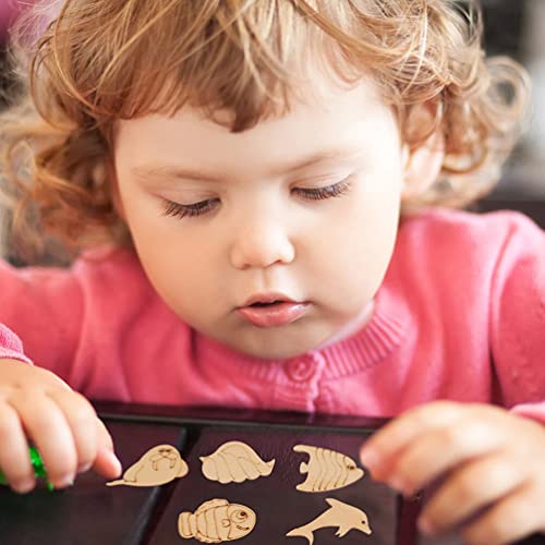 Wooden Fish Cutouts 200pcs Marine Life Wood Chips Wooden Crafts Wooden Crafts for Paint for Wooden Crafts Holiday Wood Cutouts Wooden Fish Cutouts TEHAUX