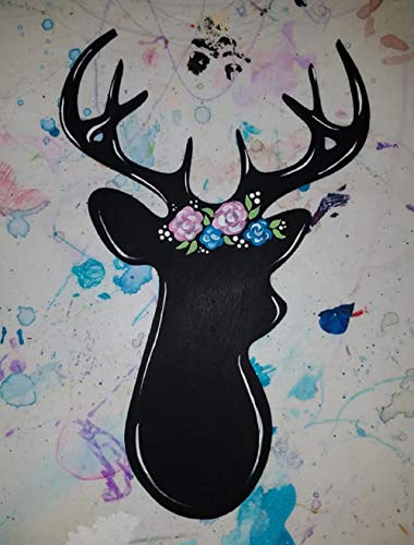 Deer Cutout Unfinished Wood Animal Holiday Seasonal Nursery Door Hanger MDF Shape Canvas Style 2 (12") Diverse Woodworking