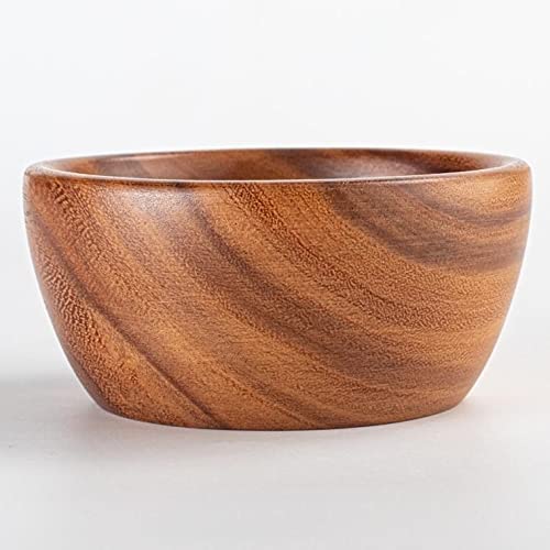 Acacia Wooden Salad Bowls (Set of 2): 6" x 3" Individual Wood Serving Bowls for Fruits, Cereal, or Soup - Handmade from a Single Organic Piece of SiamMandalay