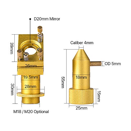 Cloudray K Series Whole Set Incl Head and Mirror Mounts With Focus Lens D20 FL50.8 Mo Mirrors for 2030 4060 k40 Laser engraving Cutting Machine Cloudray