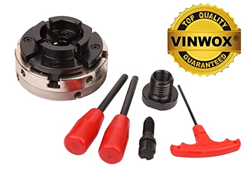 VINWOX SCR4-4 Wood Lathe Chuck, 4-Jaw Self-Centering Chuck, with 1"x8TPI thread & 3/4"x16TPI Adapter, 3 Years Warranty VINWOX