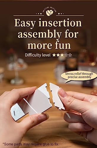 Rowood Miniature House Kit,Tiny House Kits to Build to Live in,DIY Wooden Crafts for Adults,Mini Model Kits with LED,Birthday for Teens(NO.17 Cafe) RoWood