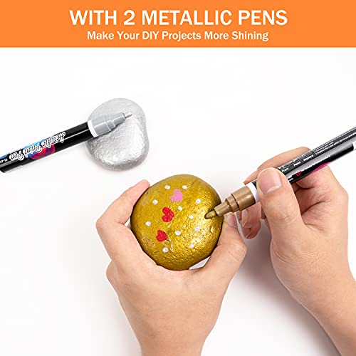 IJIANG Bundle Acrylic Paint Markers Set, 24 Pack Acrylic Paint Pens & 12 Pack Acrylic Painting Marker Pens IJIANG