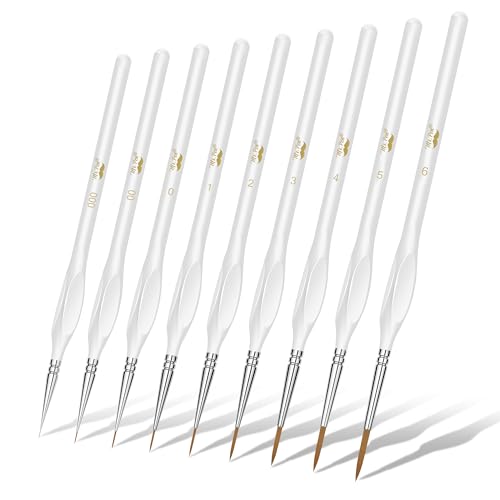 Mr. Pen- Detail Paint Brushes Set, 9 pcs, White, Miniature Paint Brushes, Thin Paint Brushes, Model Paint Brushes, Fine Tip Paint Brush, Face Paint Mr. Pen