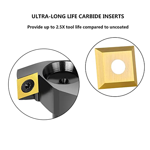 SpeTool CNC Spoilboard Surfacing Router Bit 1/2 Shank 2 Inch Cutting Diameter, Slab Flatting Router Bit Carbide Insert Planing Bit Wood Bottom SpeTool