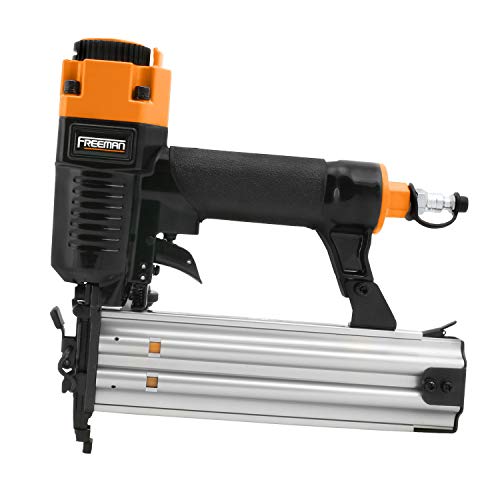 Freeman P4FNCB Pneumatic Finishing Nailer and Stapler Kit with Bag and Fasteners (4-Piece), Black with Orange Freeman