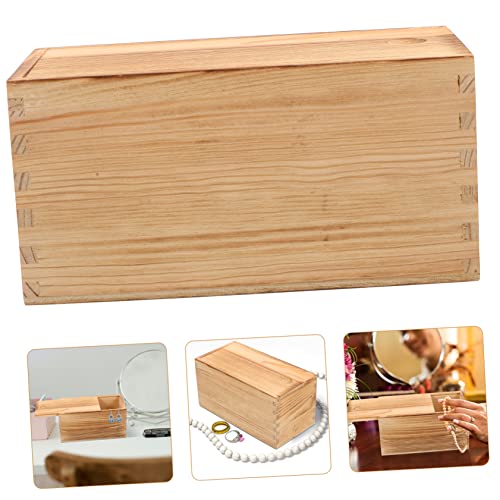 COHEALI 5pcs Box earring storage case sliding cover wooden drawers old fashioned desk top decor Headband decorative wood jewelry rack unfinished COHEALI