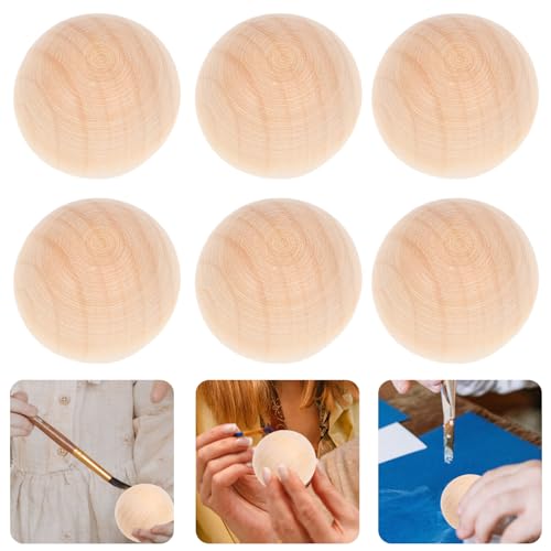 Tofficu 50 Pcs 25MM Wooden Beads for Crafts, Unfinished Wood Beads Bulk Without Holes, Small Wood Loose Beads for DIY Painting Carving Craft Tofficu