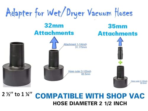 Universal Vacuum Hose Adapter Kit Reducer Attachment Set Converter from 1 1/2 inch to 1 1/4 inch from 1 3/8 inch to 1 1/4 inch Dust Hose Port Adapter VACEXT
