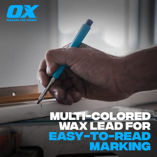 OX Tools Pro Tuff Carbon Marking Pencil Mechanical Construction Pencil Value Pack 4 Leads Included & Pencil Holder with Sharpener Belt Clip OX Tools