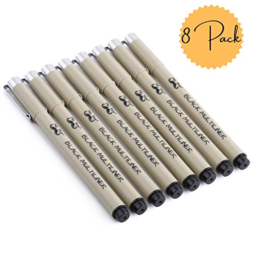 Mr. Pen- Drawing Pens for Artists, 8 Pack Black Multiliner/Fineliner Micro Anime / Sketch Pens, Line Art /Inking Pens, Fine Point Bible Journaling Mr. Pen