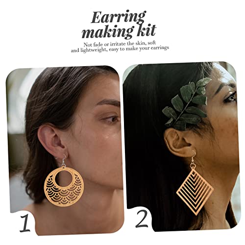 VILLCASE 3 Sets Wooden Geometric Earrings Leather Earring Making Kit African Earrings for Women Unfinished Wood Earrings Wooden Jewelry DIY Kits VILLCASE