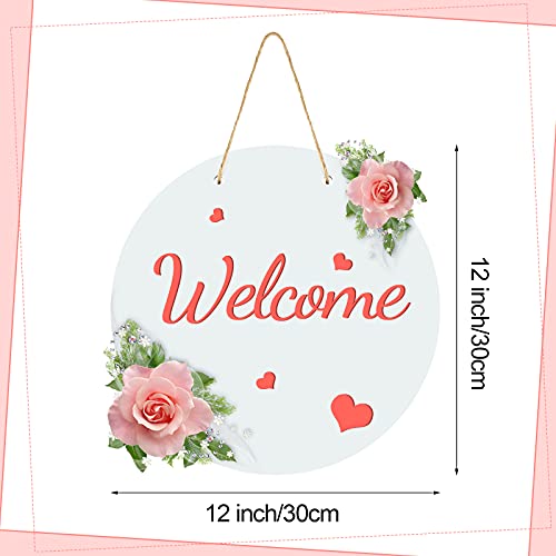 Sublimation Door Hanger Outdoor Hanging Vertical Sign Welcome Wreaths Front Door Round Wood Hanging Front Door Sign for Home, Garden,Yard, Bar Jetec