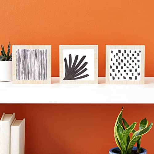 4 Pack of Unfinished Wood Blocks for Crafting, Wall Decorations, MDF Wooden Squares 1 Inch Thick for DIY Projects, Art Classes, Photo Blocks, Bright Creations