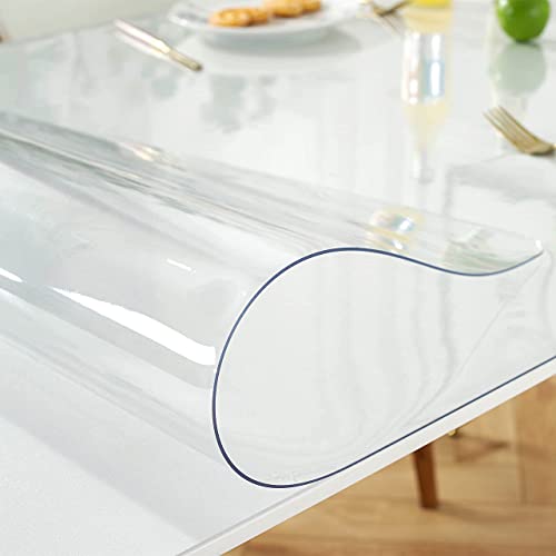 LovePads 1.5mm Thick 24 x 48 Inch Clear Table Cover Protector, Clear Table Protector, Plastic Table Cover, Dining Table Protector, Desk Protector Mat LovePads