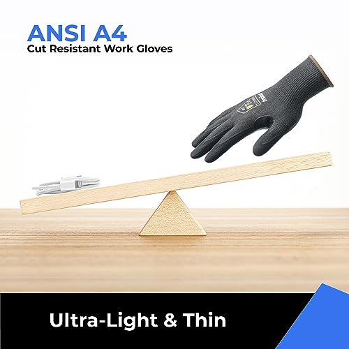 toolant A4 Cut Resistant Work Gloves with Grip, Ultra Thin Safety Glove for Fishing, Wood Carving, Gardening,1/3 Pairs,S-XL toolant