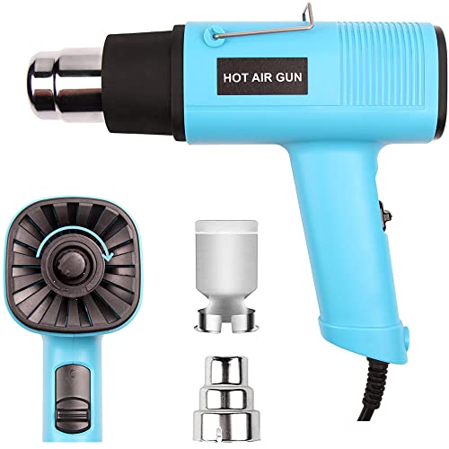 LDK Heat Gun 1200W 140℉~932℉ (60℃-500℃) Heavy Duty Hot Air Gun Kit Variable Temperature Control with 2 Temperature Settings 2 Nozzles for Crafts, LDK