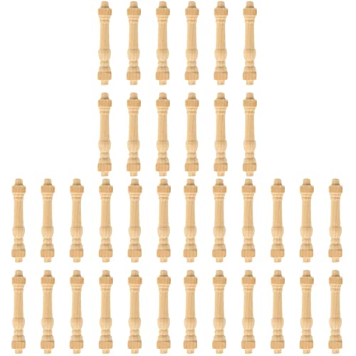COHEALI 36 pcs Wooden Art Craft Decor Accessory DIY Spindles Unfinished Dollhouse Wood Handrails Layout Models Miniature Furniture for Mini Railing COHEALI