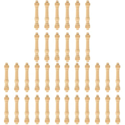 COHEALI 36 pcs Wooden Art Craft Decor Accessory DIY Spindles Unfinished Dollhouse Wood Handrails Layout Models Miniature Furniture for Mini Railing