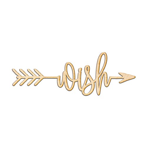 Wish Right Arrow Wood Sign Home Decor Wall Art Hanging Rustic Unfinished 12" x 4" Woodums