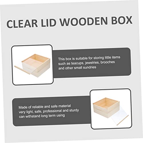 TEHAUX 3pcs Box Storage Wooden Box Sundries Storage Case Wood Crates Unfinished Wooden Decor Party Gifts Supplies Treasure Chest Gift Packing Desk TEHAUX