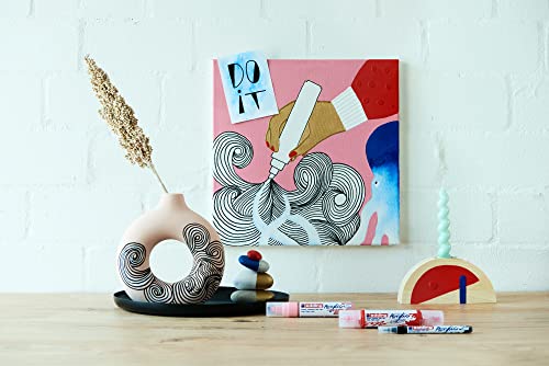 edding 5000 acrylic marker broad - white - 1 waterproof acrylic paint marker - chisel nib 5-10 mm - acrylic paint pen for drawing on canvas, art edding