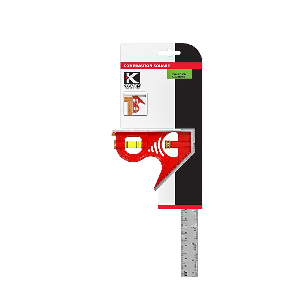 Kapro - 352 Combination Square - for Leveling and Measuring - Features Zinc Head, Stainless Steel Blade, Retractable Ledge, and Etched Ruler Markings KAPRO