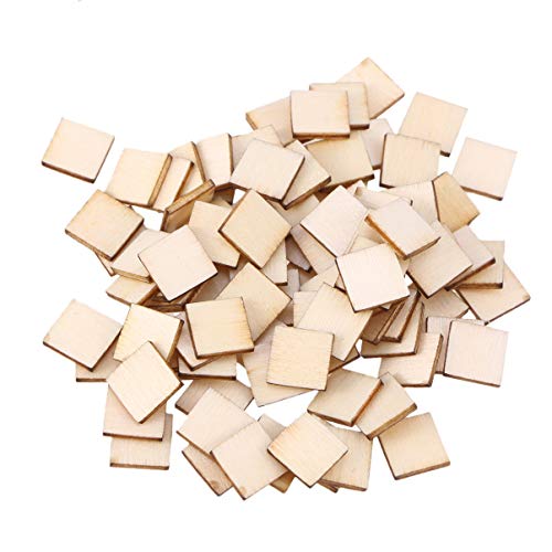 Artibetter Decorative Labels 200pcs Unfinished Blank Wood Square Discs Wood Cutout for DIY Craft Rustic Wedding Decorations 25mm Homemade Ornaments ARTIBETTER