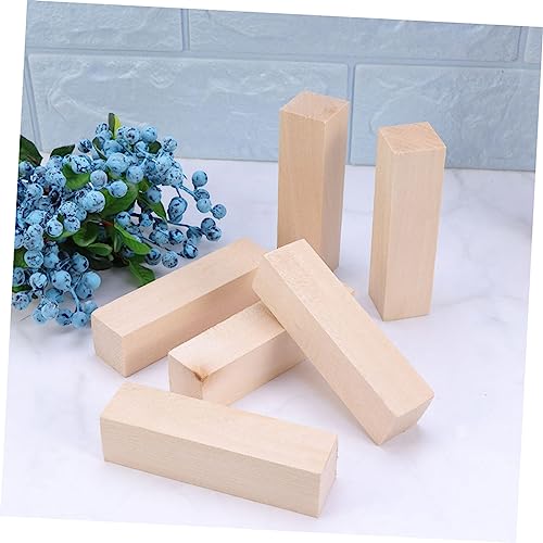 VILLCASE 10 Pcs Carved Wooden Strips Wood Decor Wooden Building Blocks Wood Carving Blocks Wood Blank Blocks Basswood Carving kit Unfinished Craft VILLCASE